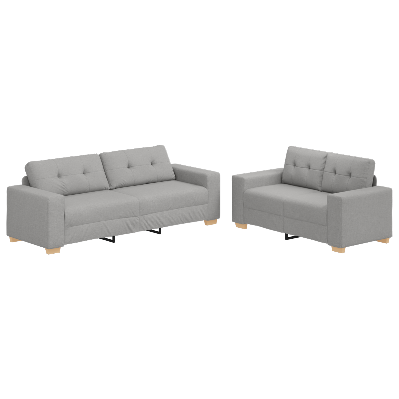 Sofa Set with Cushion 2 pcs Grey 221 x 78 x 80 cm Fabric